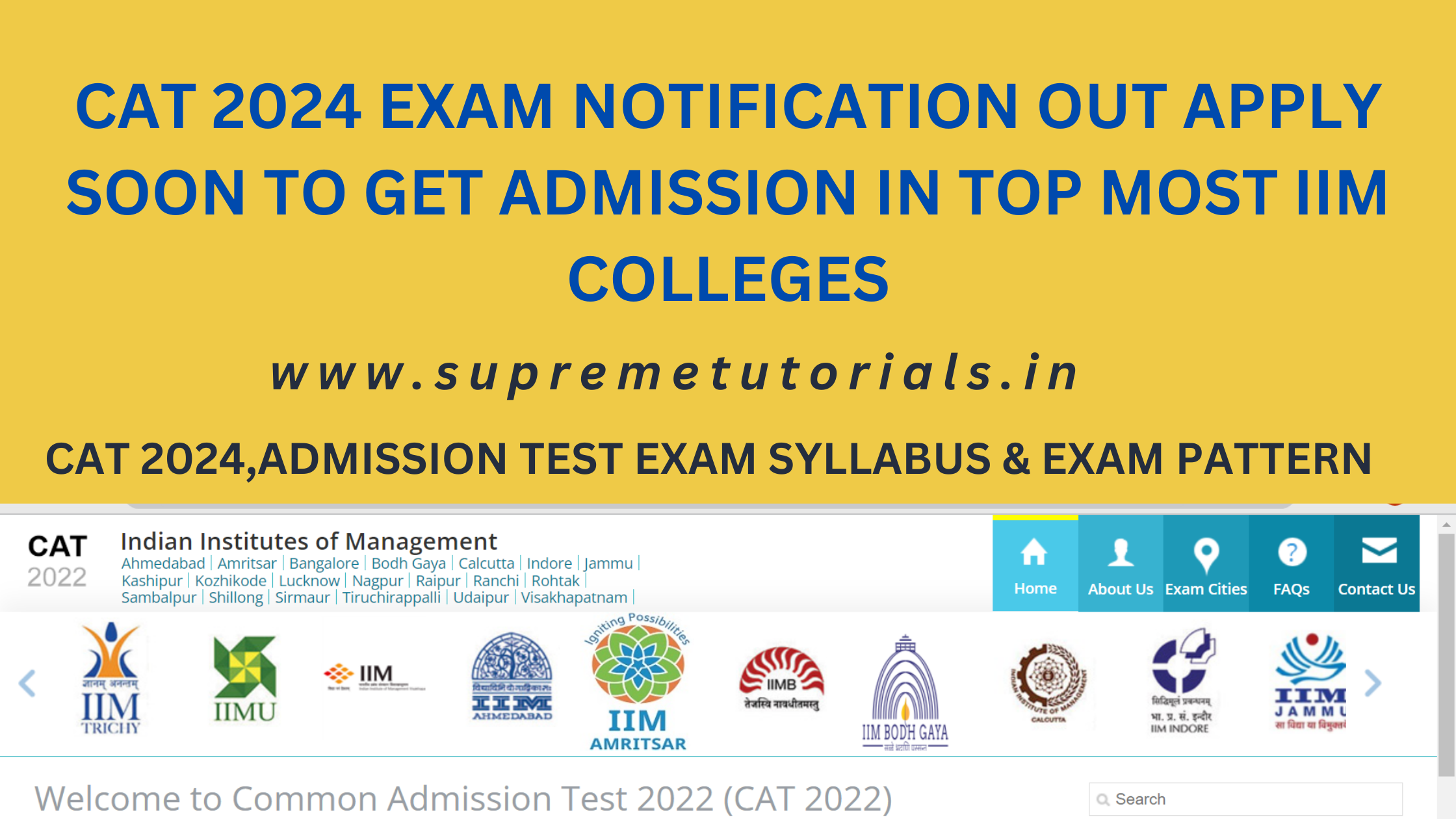featured image supremetutorials CAT 2024: Eligibility, Preparation Strategy, Detailed Syllabus, Exam Pattern, Marking scheme